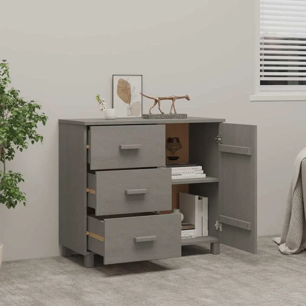 Solid Pinewood Grey Sideboard with Sliding Drawers