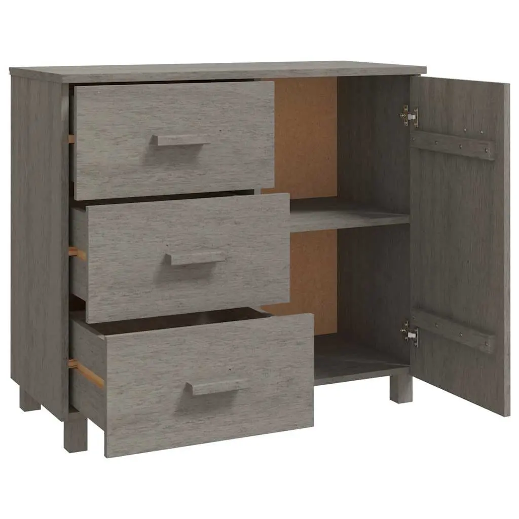 Solid Pinewood Grey Sideboard with Sliding Drawers