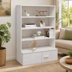 Solid Pine Highboard Top Sideboard Cabinet in White