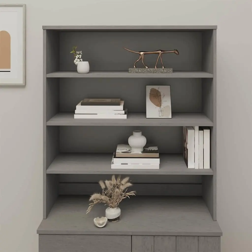 Grey Solid Wood Highboard Storage Unit 90x30x100cm