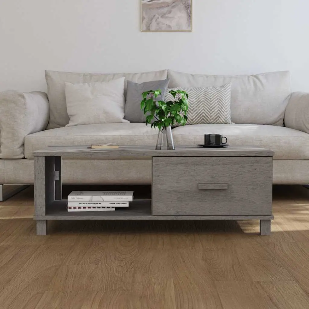 Wooden Coffee Table Solid Pinewood 100 x 55 x 35 cm Grey