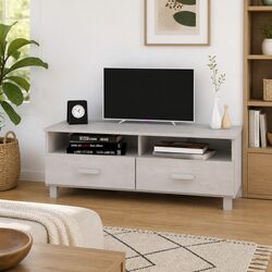 Stylish White Wooden TV Cabinet with Sliding Drawers