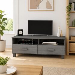 Grey Wooden TV Cabinet with Durable Sliding Drawers