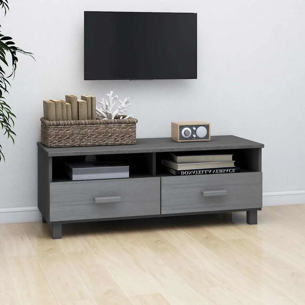Grey Wooden TV Cabinet with Durable Sliding Drawers