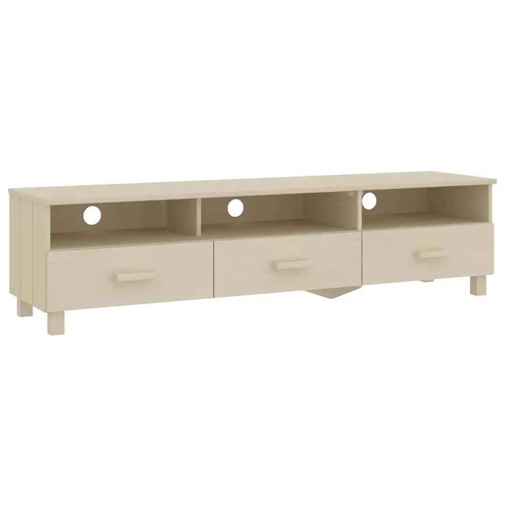 TV Cabinet Solid Wood Pine Brown 158L x 40W x 40H cm Storage Unit Sliding Drawers Compartments