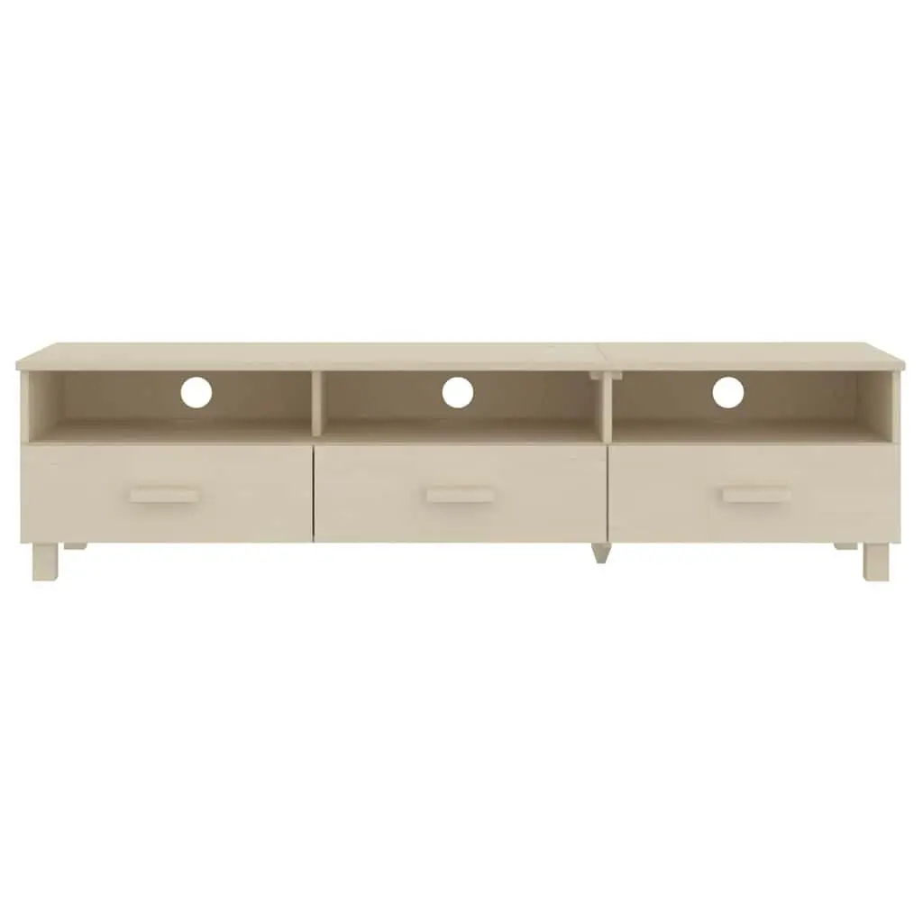 TV Cabinet Solid Wood Pine Brown 158L x 40W x 40H cm Storage Unit Sliding Drawers Compartments
