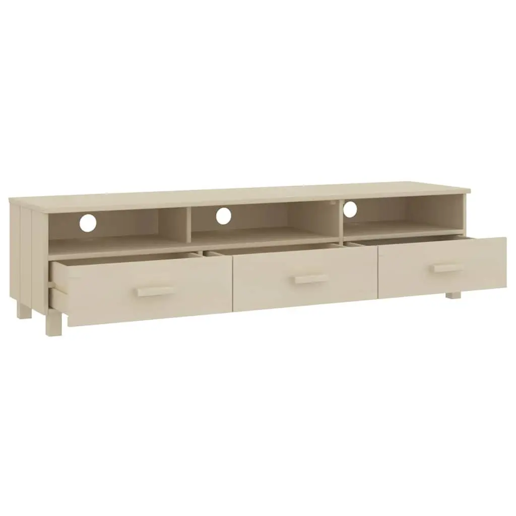 TV Cabinet Solid Wood Pine Brown 158L x 40W x 40H cm Storage Unit Sliding Drawers Compartments