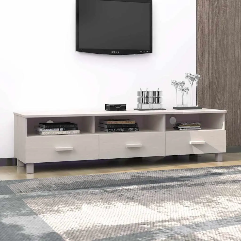 White TV Cabinet with 3 Drawers and Compartments