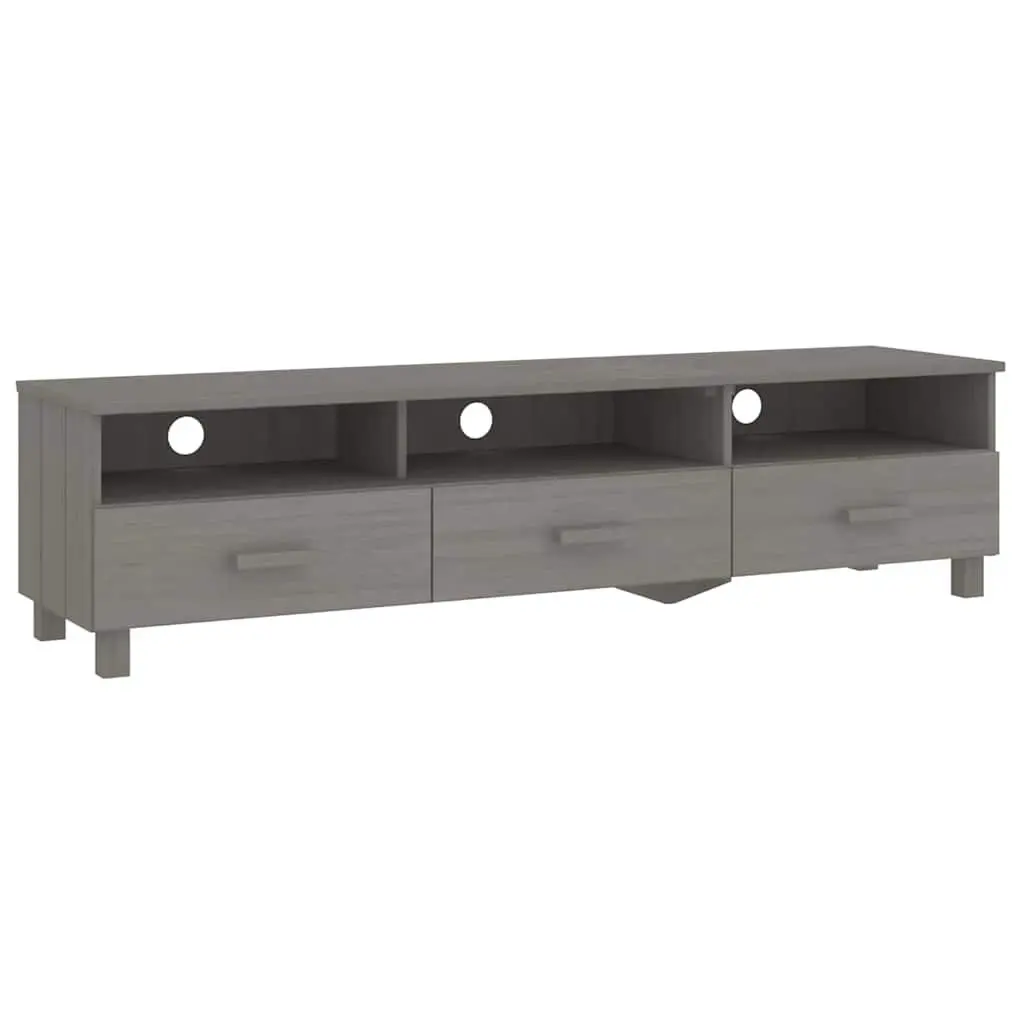 Grey Solid Wood Pine TV Cabinet with Drawers