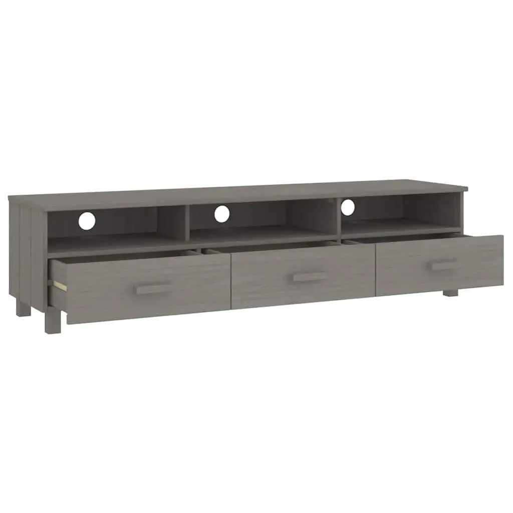 Grey Solid Wood Pine TV Cabinet with Drawers