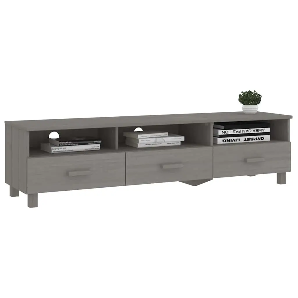 Grey Solid Wood Pine TV Cabinet with Drawers