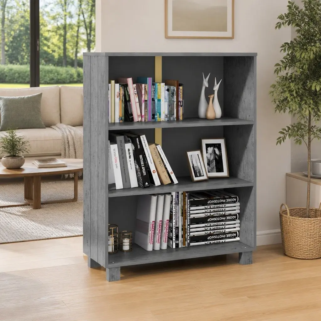 Grey Solid Wood Pine Book Cabinet 85x35x112cm