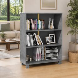 Grey Solid Wood Pine Book Cabinet 85x35x112cm