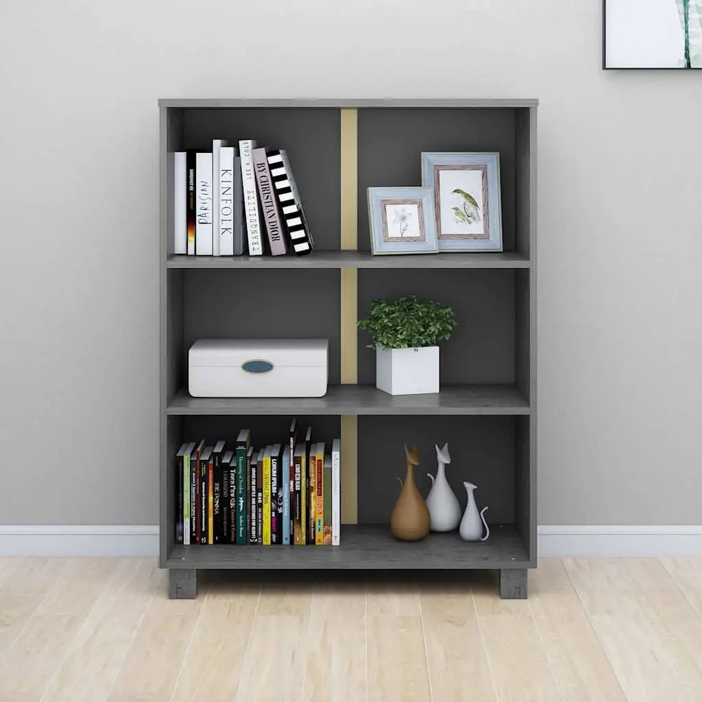 Grey Solid Wood Pine Book Cabinet 85x35x112cm