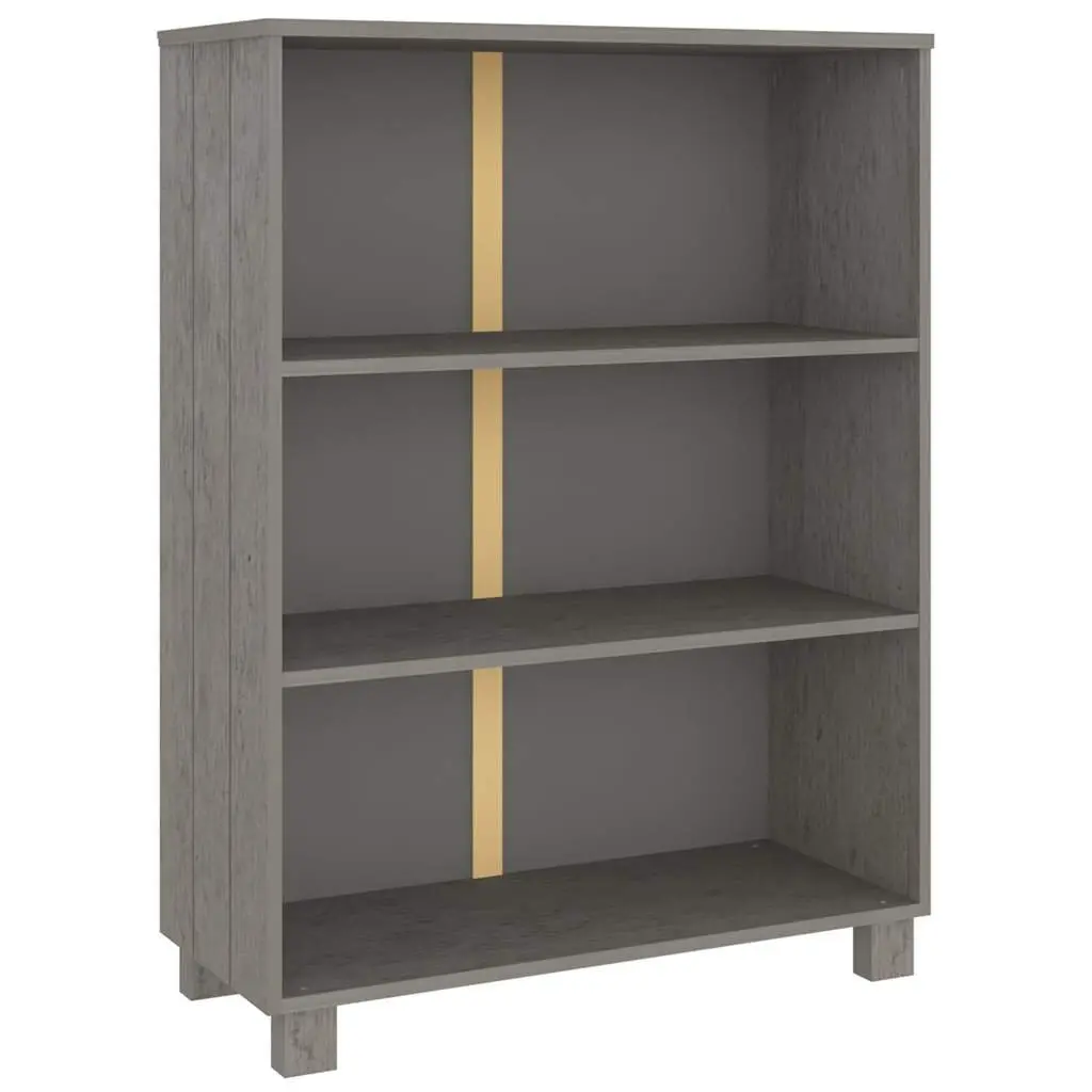 Book Cabinet Solid Pine Wood 85x35x112cm Light Grey 3-Shelf Storage Shelving Unit