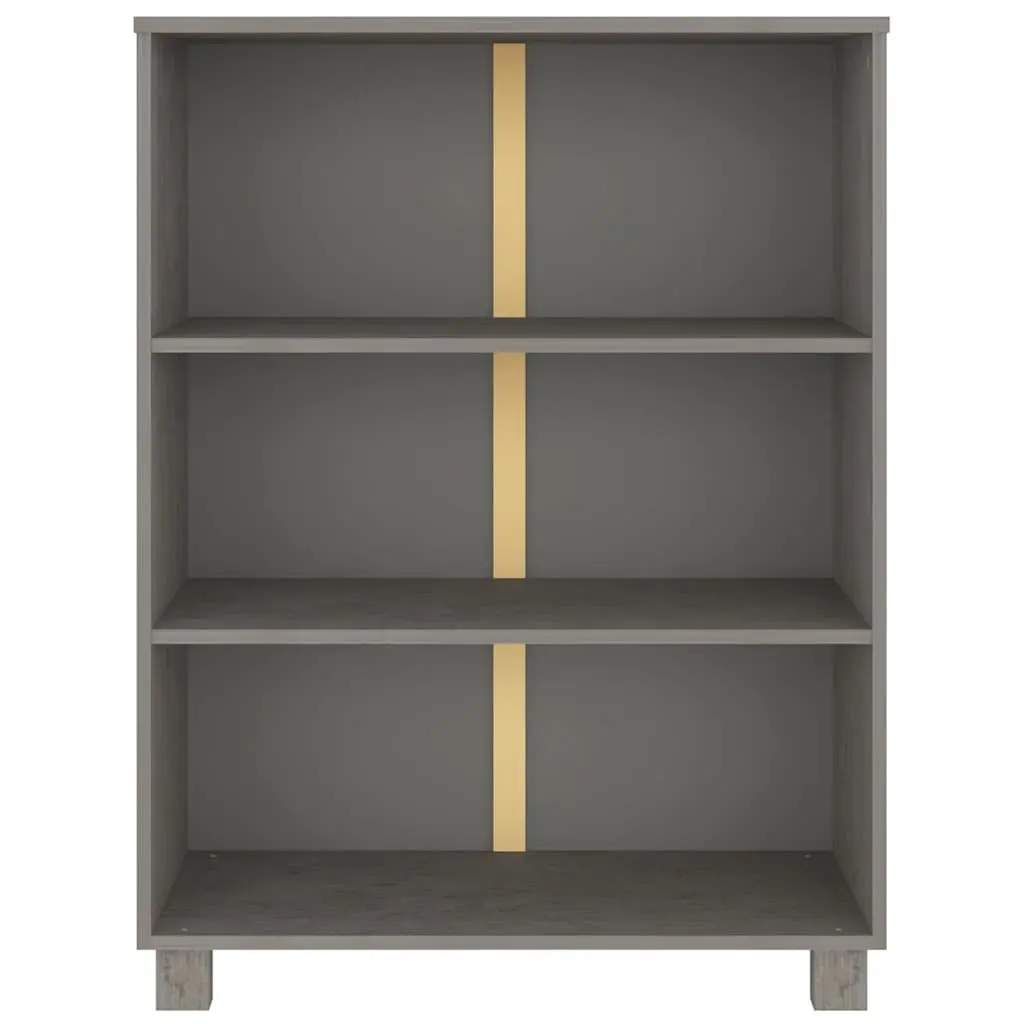Book Cabinet Solid Pine Wood 85x35x112cm Light Grey 3-Shelf Storage Shelving Unit