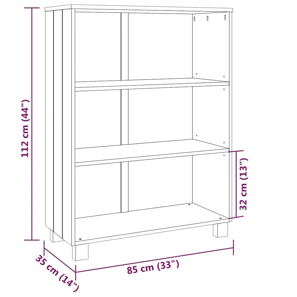 Book Cabinet Solid Pine Wood 85x35x112cm Light Grey 3-Shelf Storage Shelving Unit