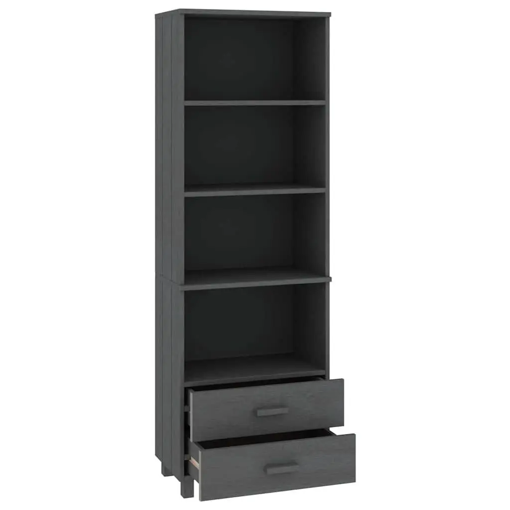 Grey Highboard Storage Cabinet with Solid Wood