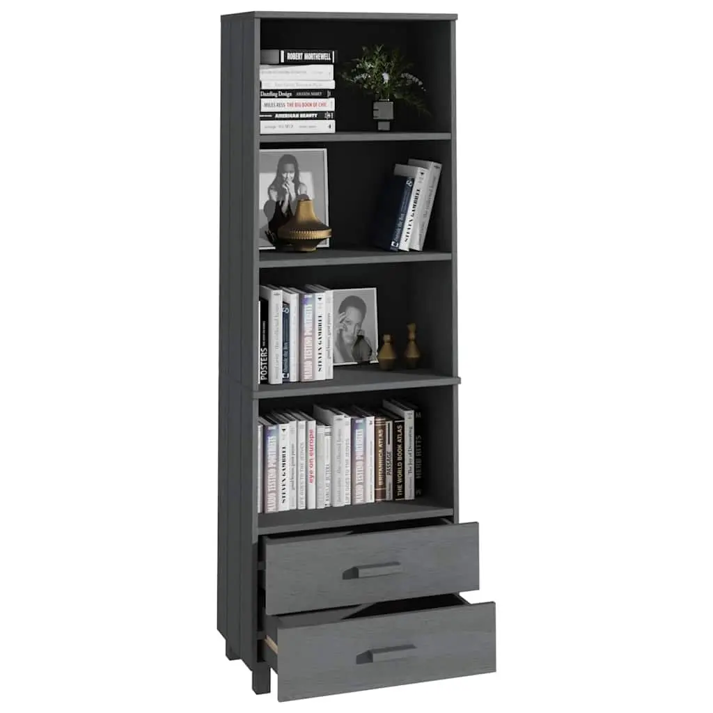 Grey Highboard Storage Cabinet with Solid Wood