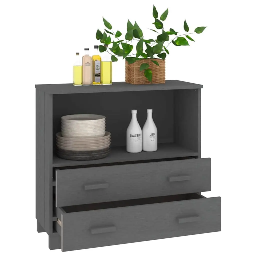Wooden Sideboard Storage Cabinet Solid Pinewood 85 x 35 x 80 cm Grey