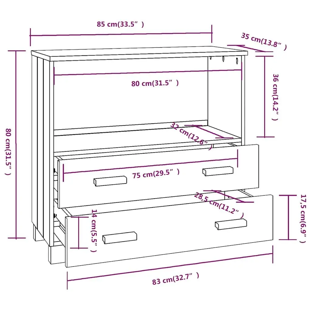 Wooden Sideboard Storage Cabinet with Drawers