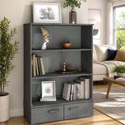 Grey Wooden Highboard Top Solid Pine Storage Cabinet Sideboard Buffet Shelves