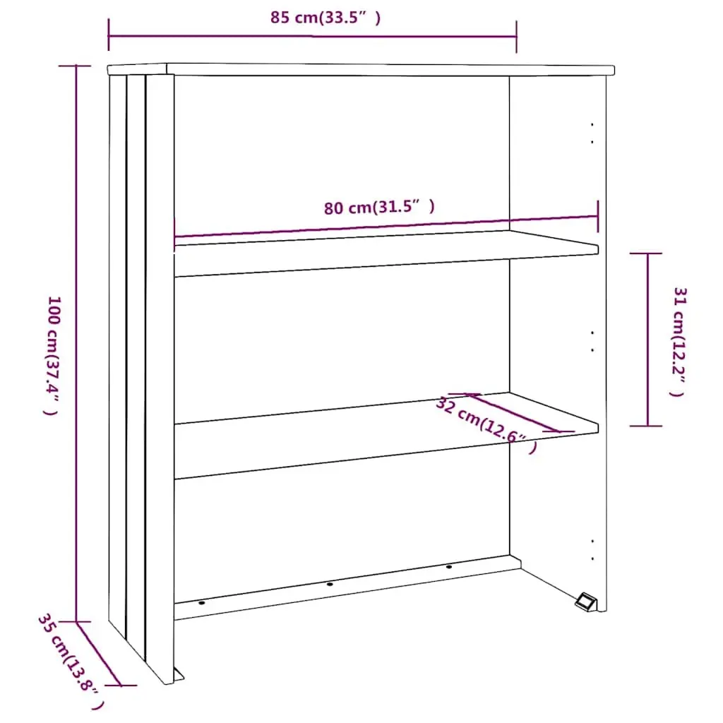 Solid Pine Grey Wooden Highboard Storage Cabinet