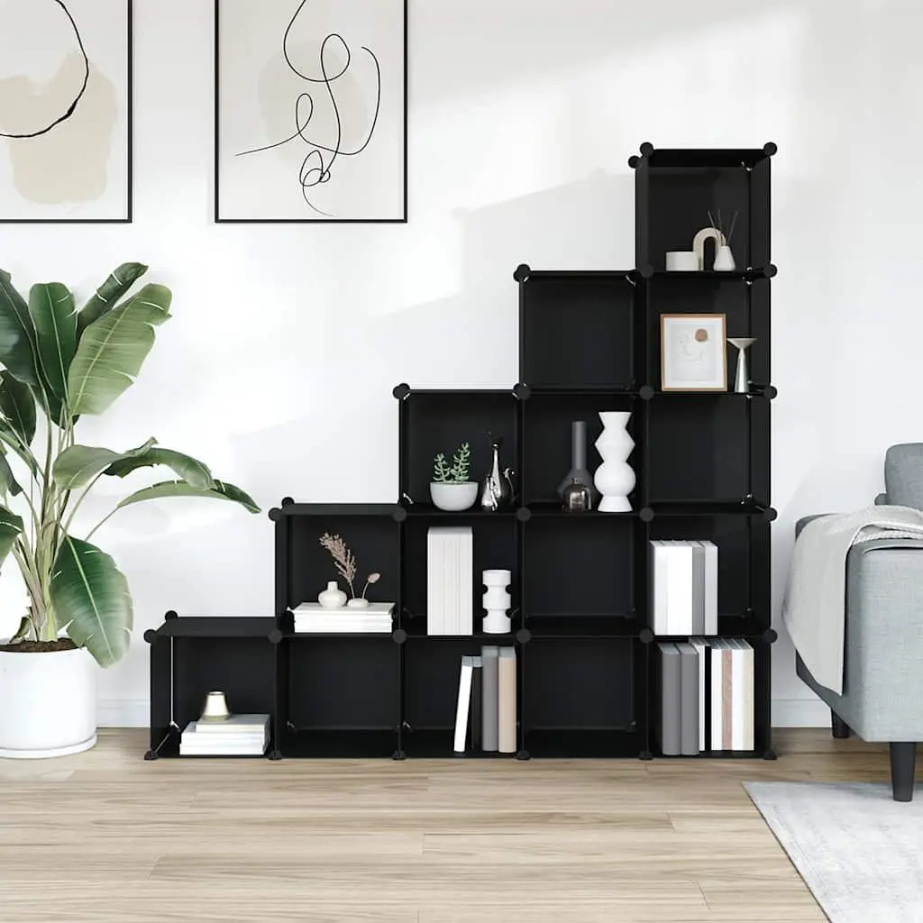 Black Storage Cube Organiser with 15 Cubes