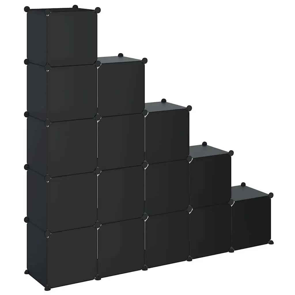 Black Storage Cube Organiser with 15 Cubes