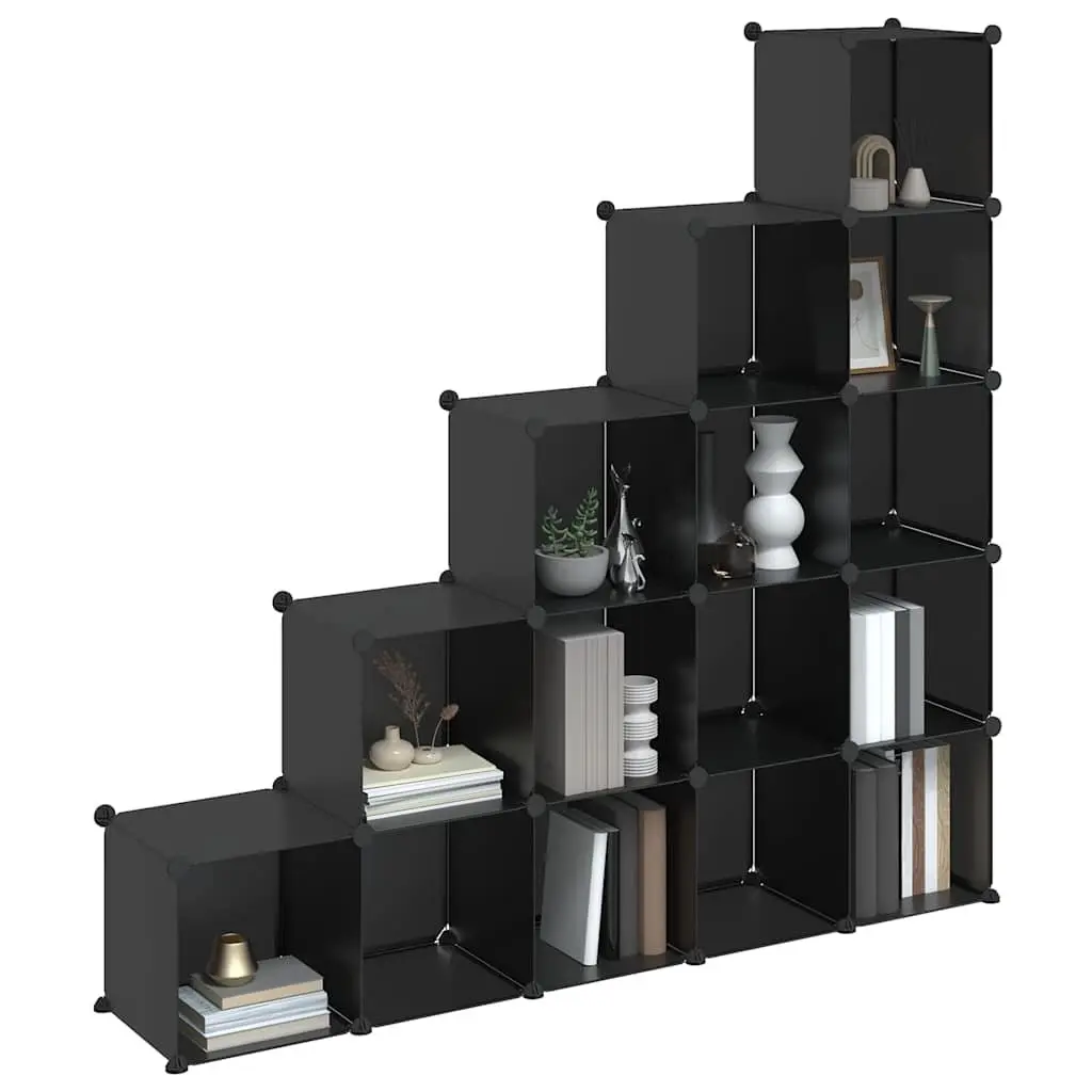 Black Storage Cube Organiser with 15 Cubes