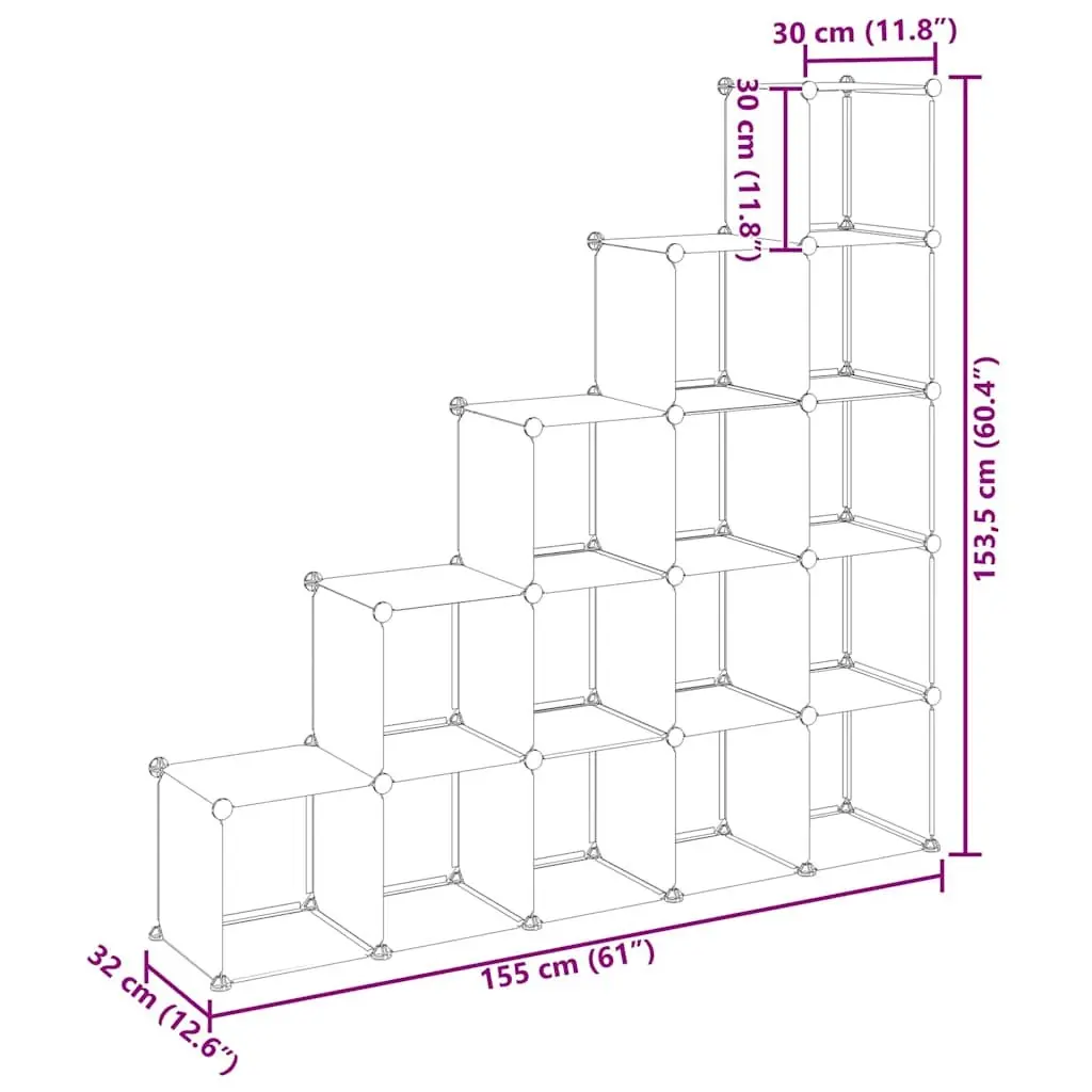 Black Storage Cube Organiser with 15 Cubes