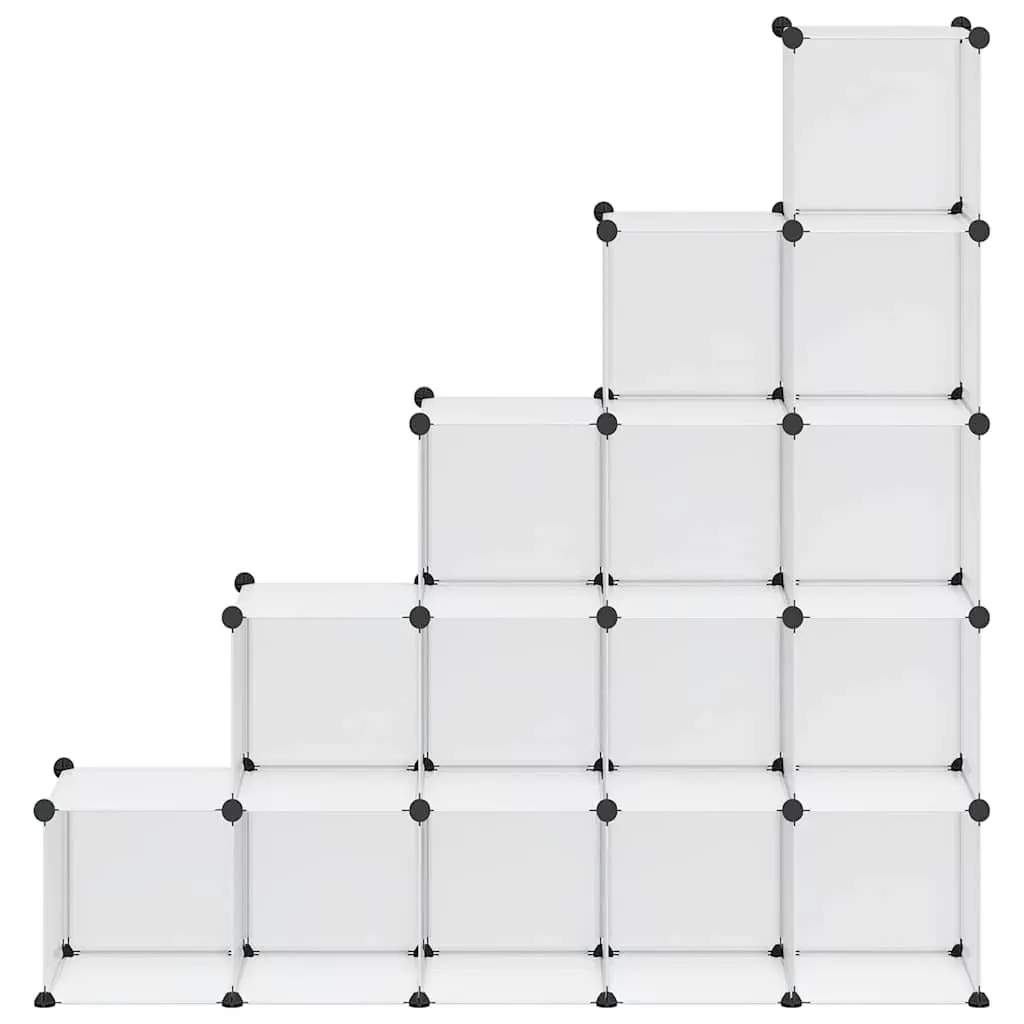 Modular Shelving Unit with 15 Transparent Cubes