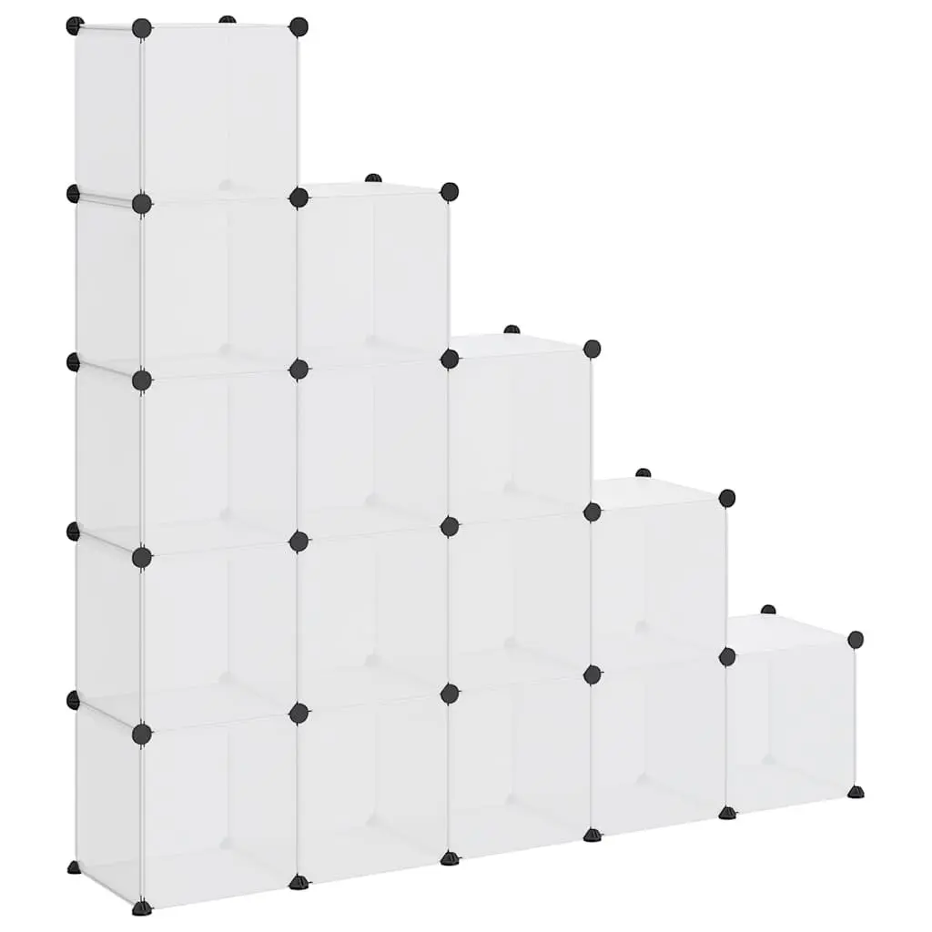 Modular Shelving Unit with 15 Transparent Cubes