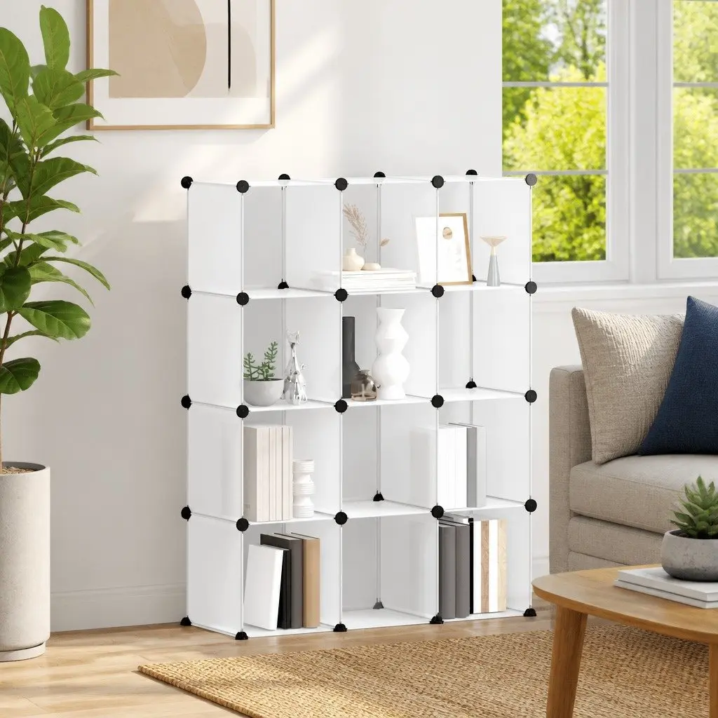 Storage Cube Organiser with 12 Transparent Cubes