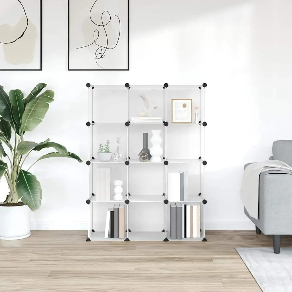 Storage Cube Organiser with 12 Transparent Cubes