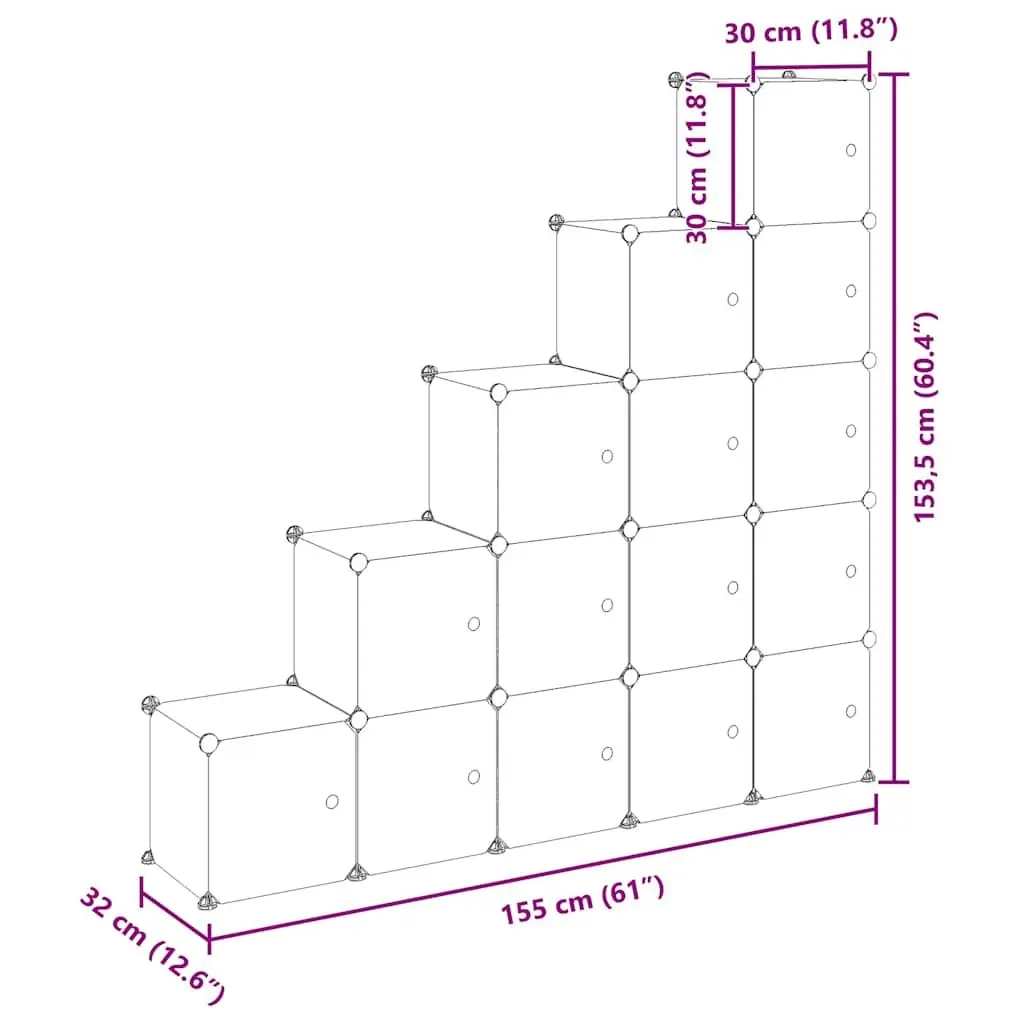 Modular 15-Cube Storage Unit with Doors