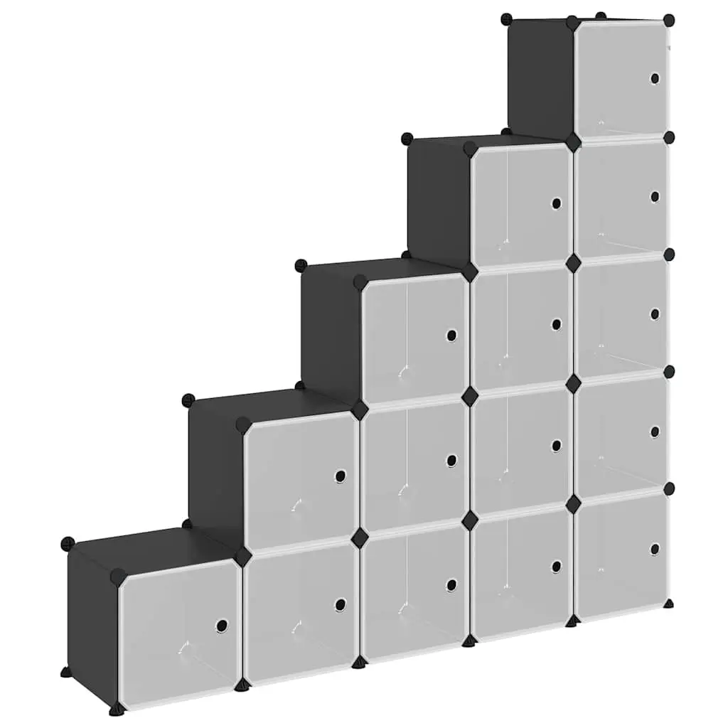 Black Storage Cube Organiser with 15 Modular Units