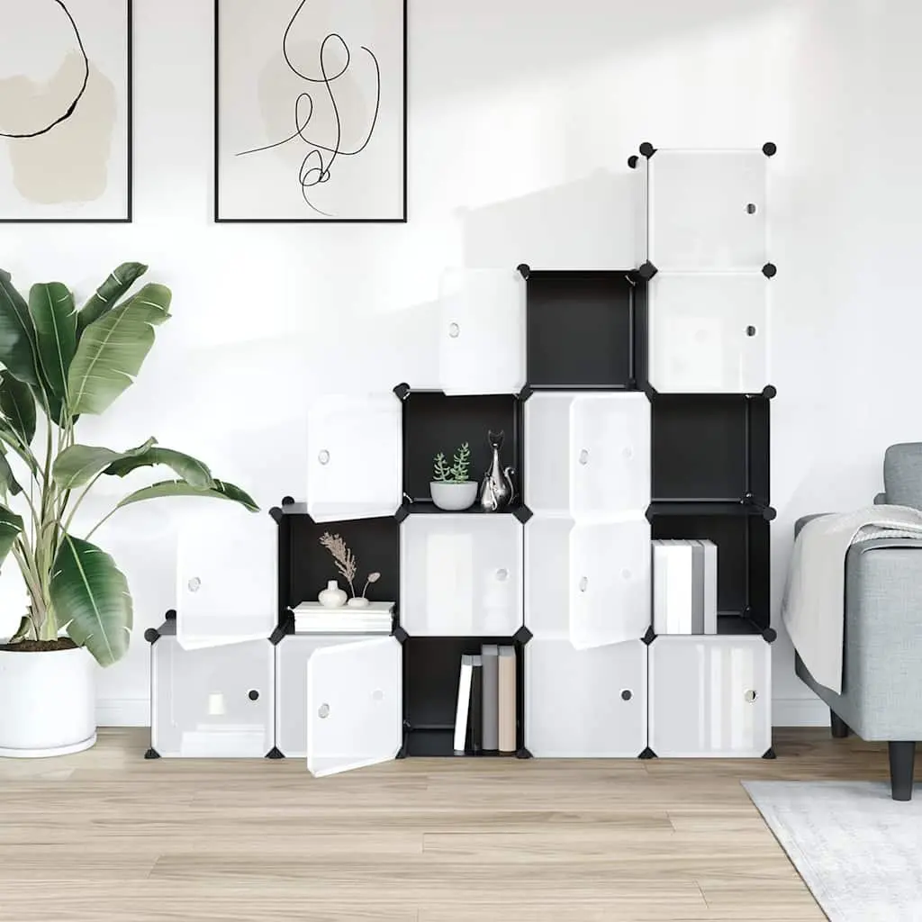 Black Storage Cube Organiser with 15 Modular Units