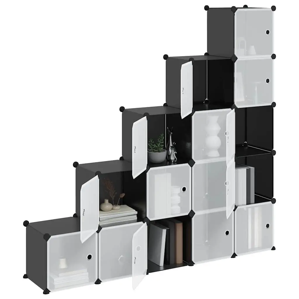Black Storage Cube Organiser with 15 Modular Units