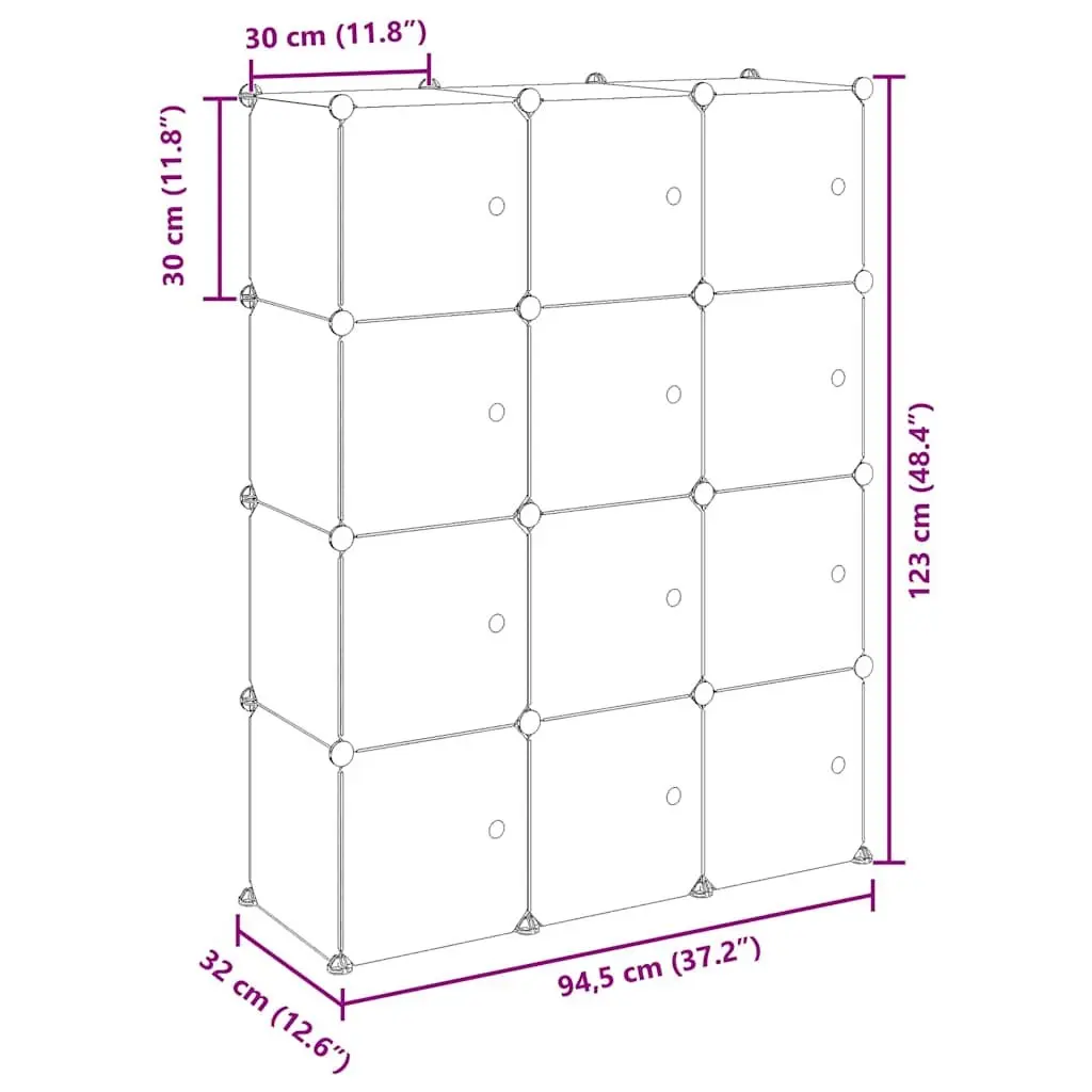 12-Cube Storage Organizer with Transparent Doors