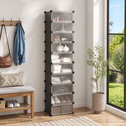 Durable Black Shoe Rack Storage Organiser 44x32x174 cm