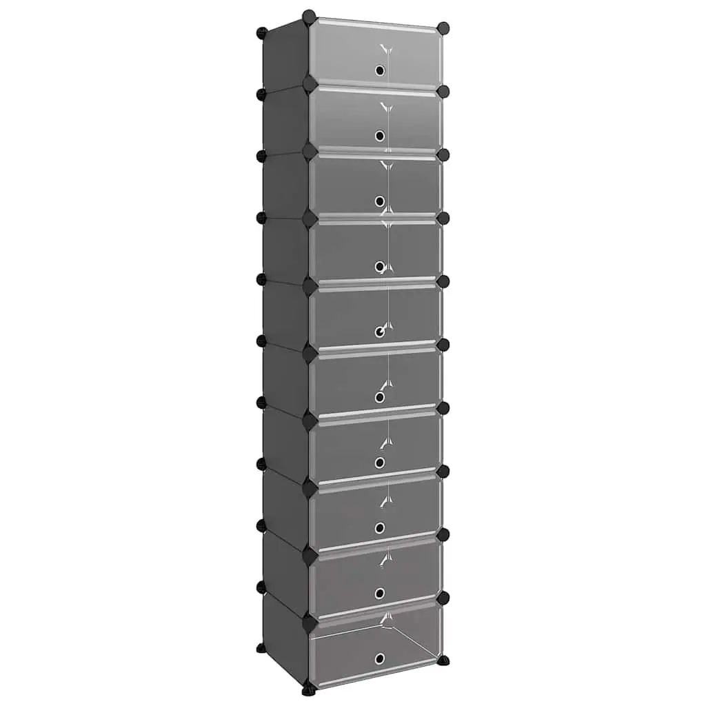 Shoe Rack Storage Organiser PP Plastic Steel Black 44x32x174 cm