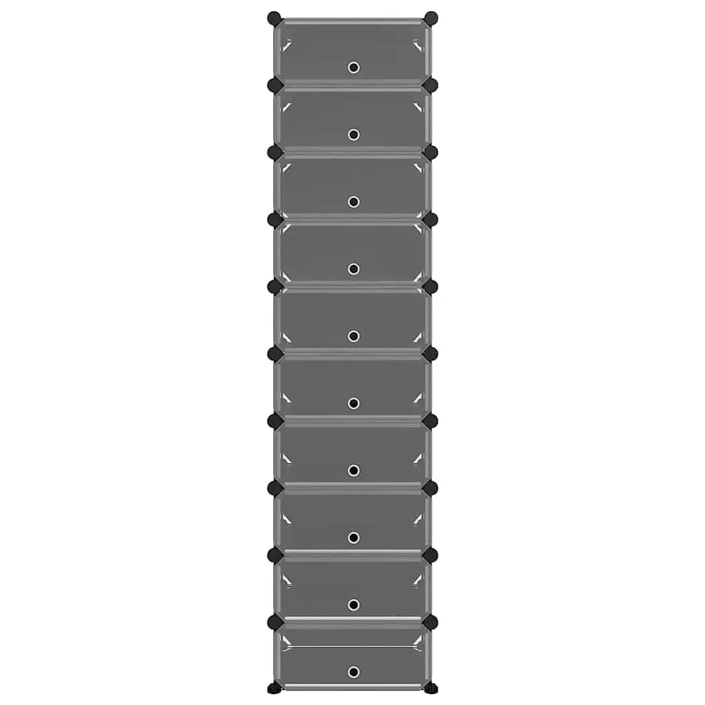 Shoe Rack Storage Organiser PP Plastic Steel Black 44x32x174 cm