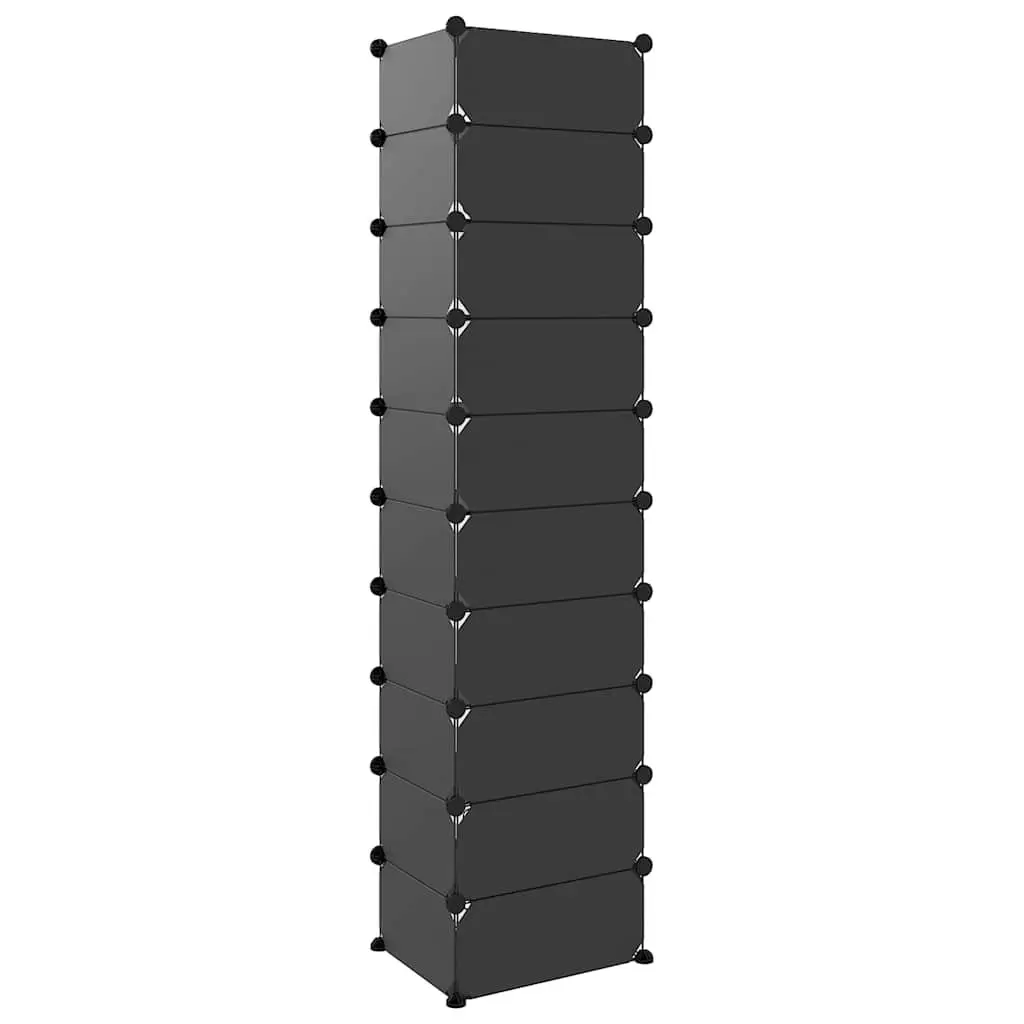 Shoe Rack Storage Organiser PP Plastic Steel Black 44x32x174 cm
