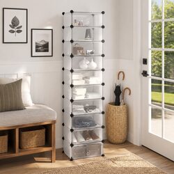 Durable Transparent Shoe Rack Storage Unit 44x32x174cm