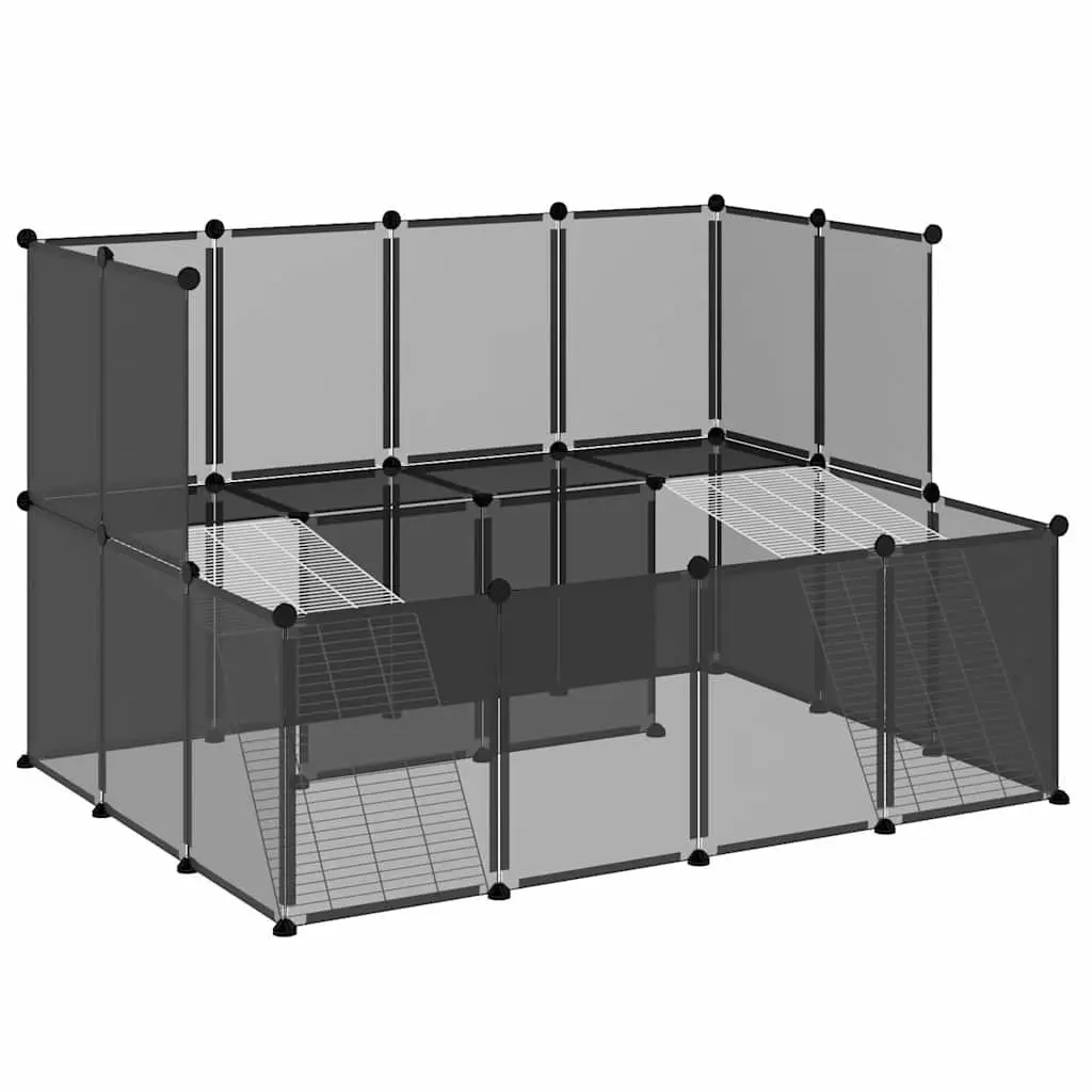 Small Animal Cage PP Plastic Steel Frame 143x107x93 cm Black