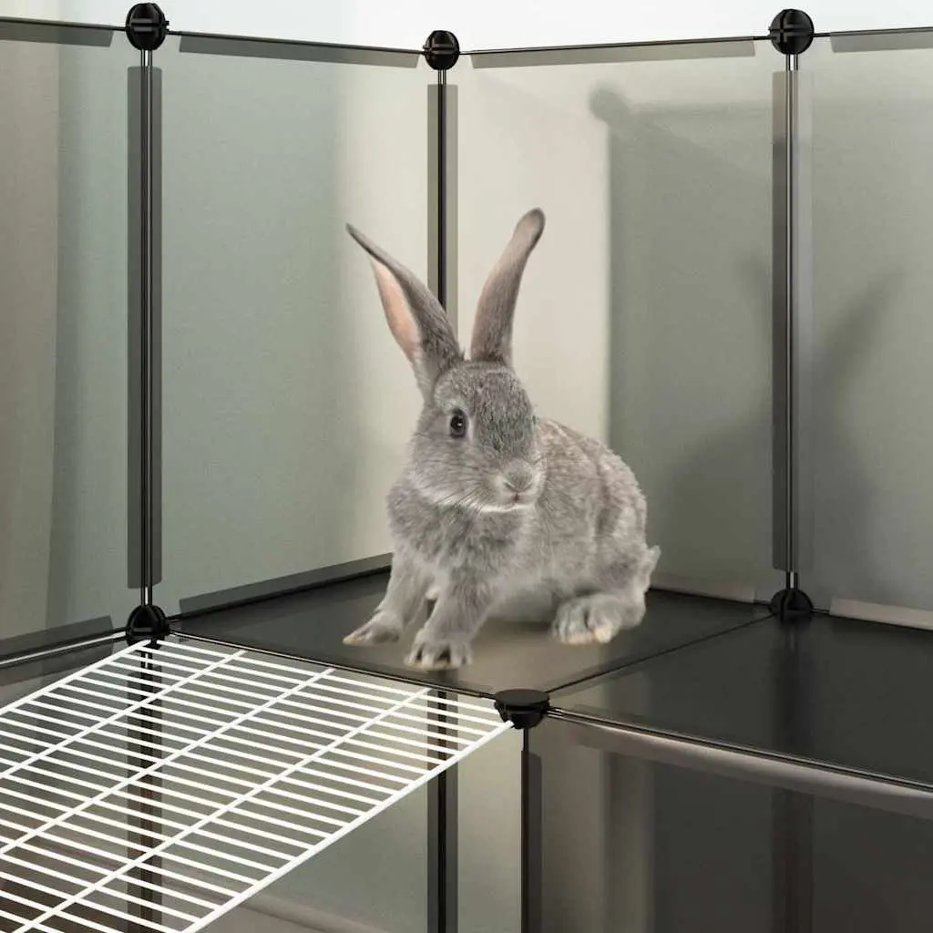 Small Animal Cage PP Plastic Steel Frame 143x107x93 cm Black