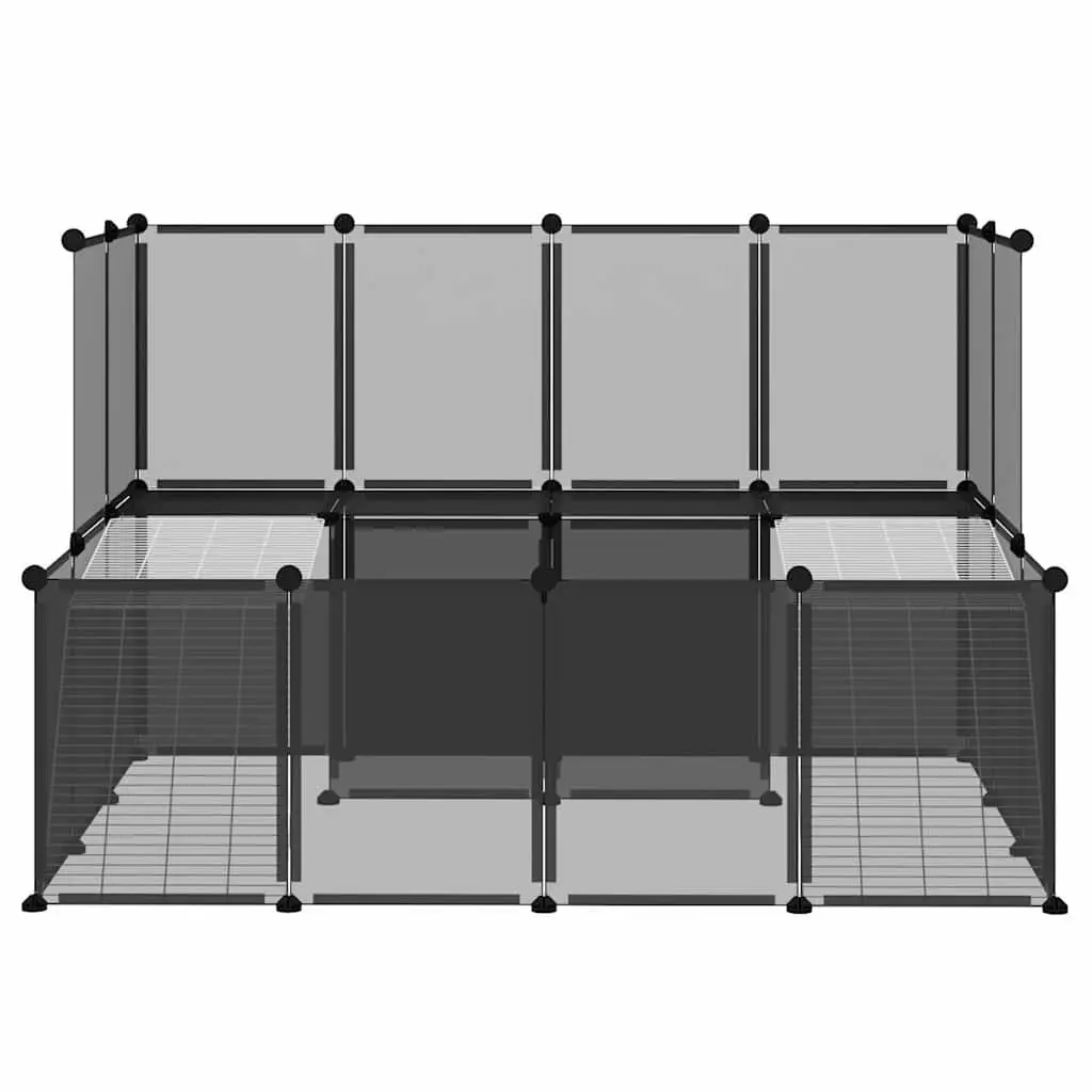 Small Animal Cage PP Plastic Steel Frame 143x107x93 cm Black