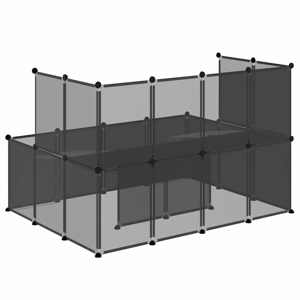 Small Animal Cage PP Plastic Steel Frame 143x107x93 cm Black