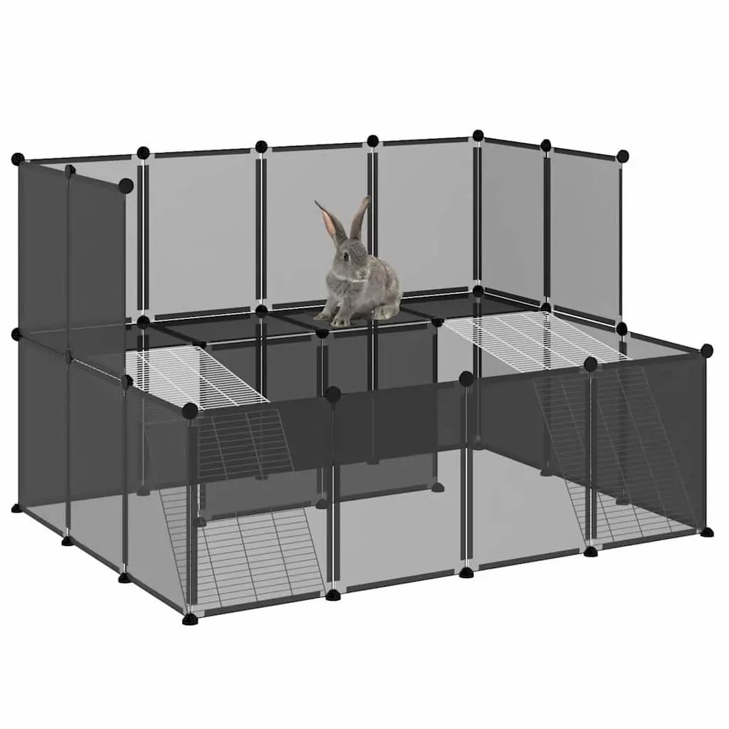 Small Animal Cage PP Plastic Steel Frame 143x107x93 cm Black